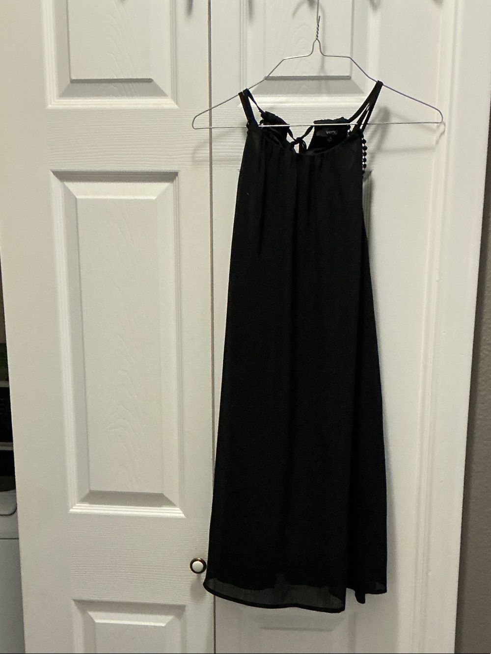 Very J Black Midi Dress with Spaghetti Straps